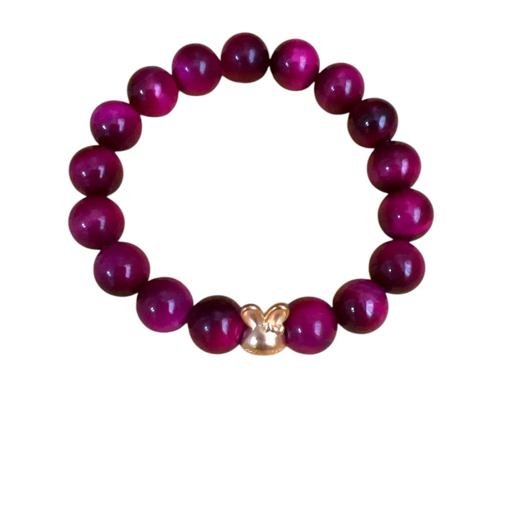 Real Saudi Gold Elegant Purple Beaded Bracelet with Gold Accent